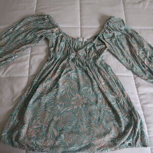 Roxy blue and pink long sleeve summer dress